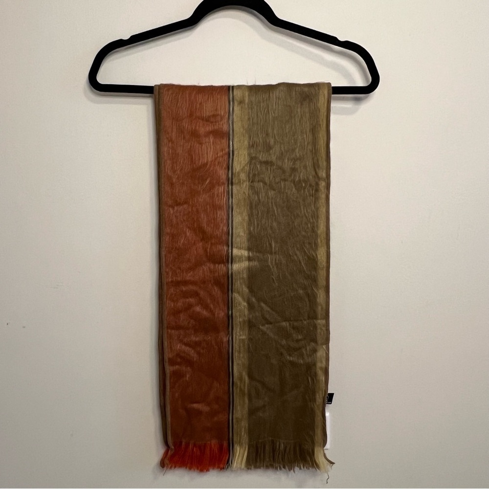Alpaca Wool Scarf in Orange and Brown